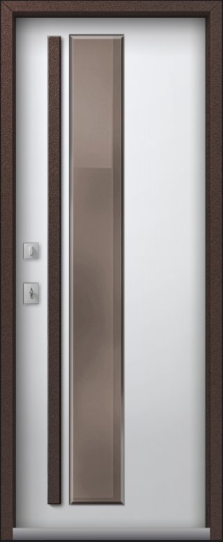 Товар Дверь Термо Premium 4 Шоколад Муар - Кашемир Белый мех.защелка DIS007386